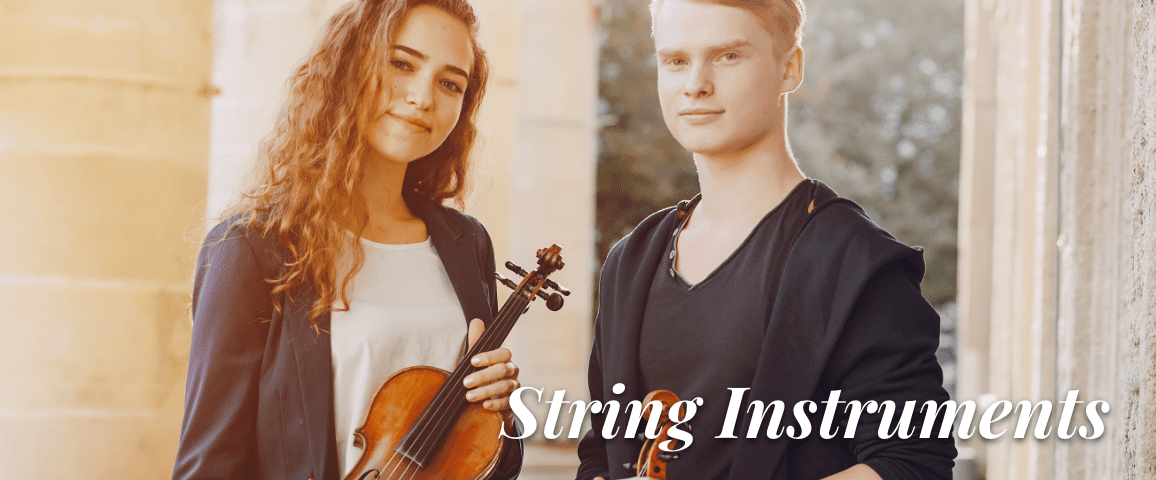 Young musicians playing string instruments.