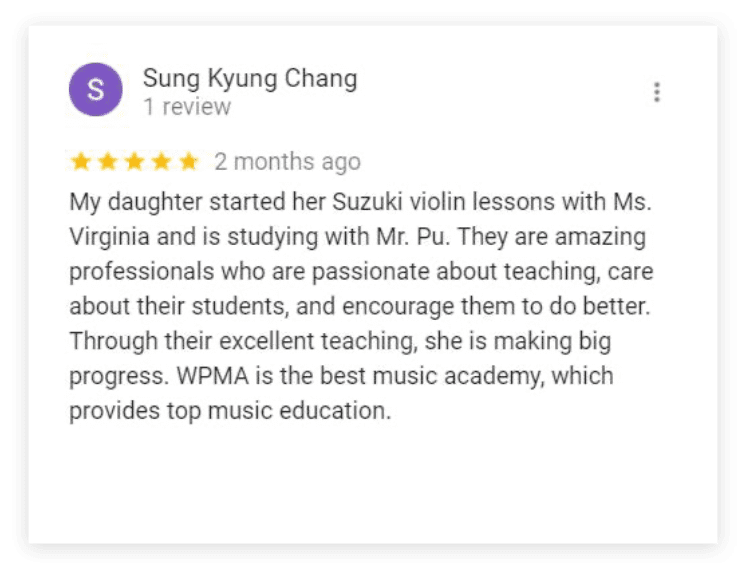 Five-star review: excellent music academy.