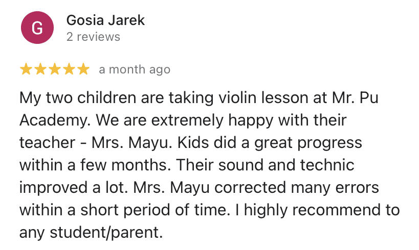 Five-star violin lesson review for kids.