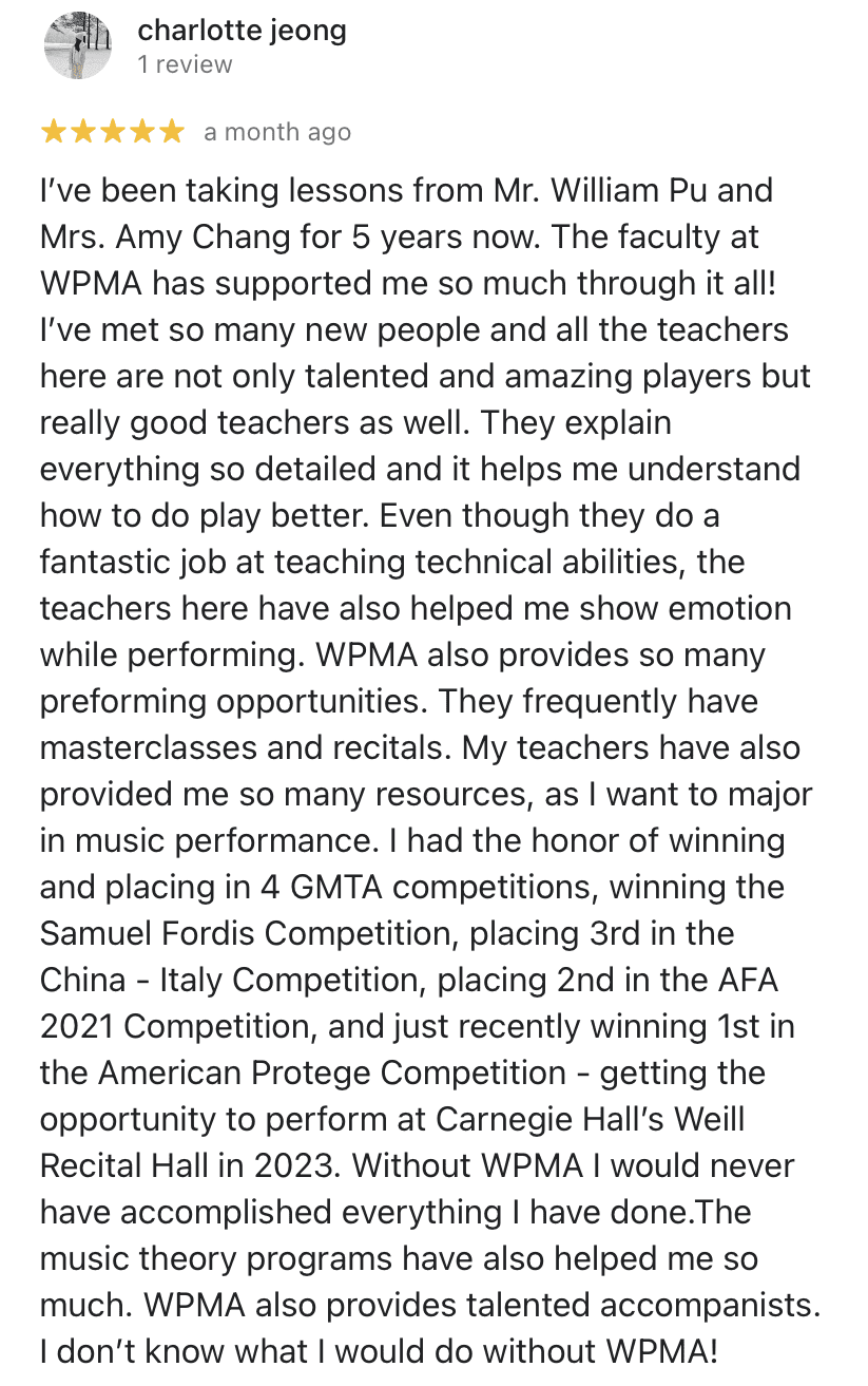 Five-star WPMA review: amazing teachers & support.